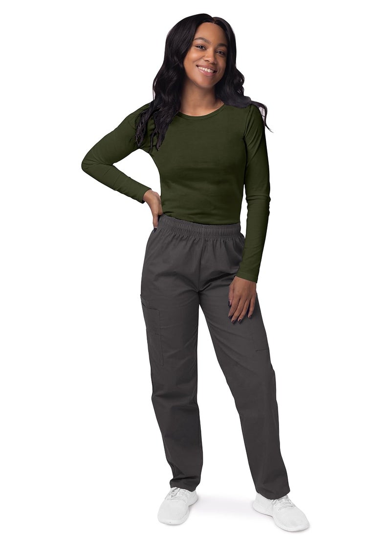 Sivvan Scrubs for Women - Long Sleeve Comfort Underscrub Tee - S8500 - Olive - M - Image 5